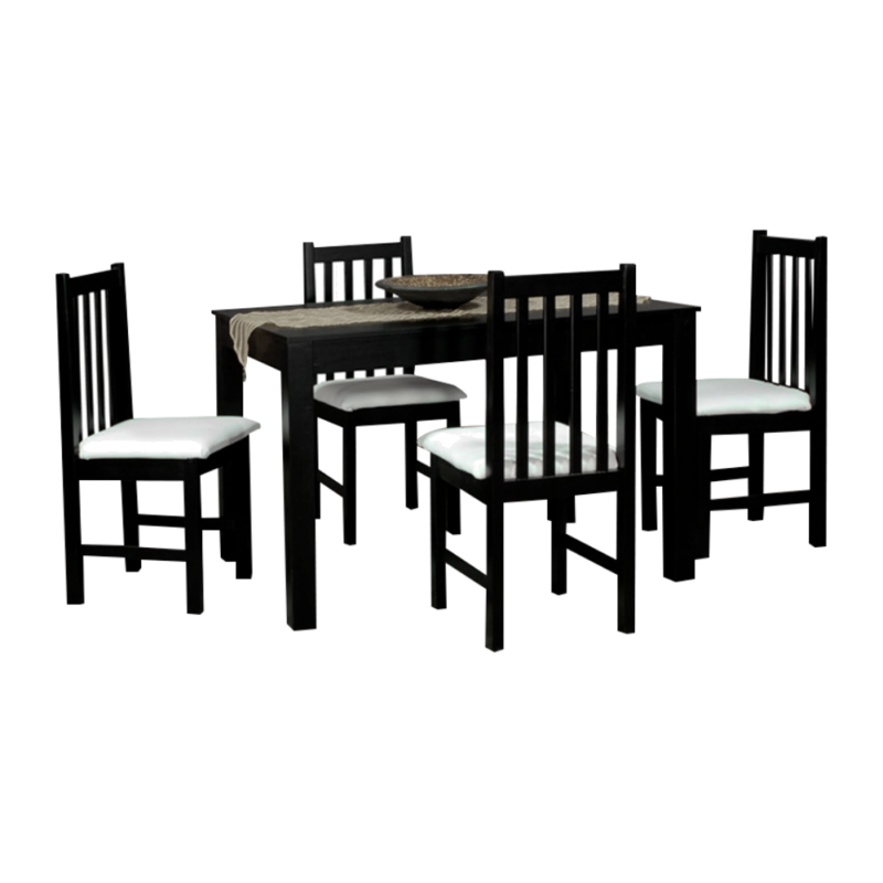 Juego de Comedor Mesa 120x80 + 4 Sillas Pino Wengue