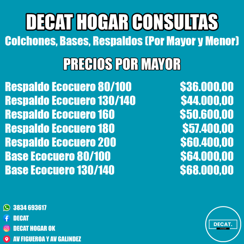 PRECIOS X MAYOR Respaldares