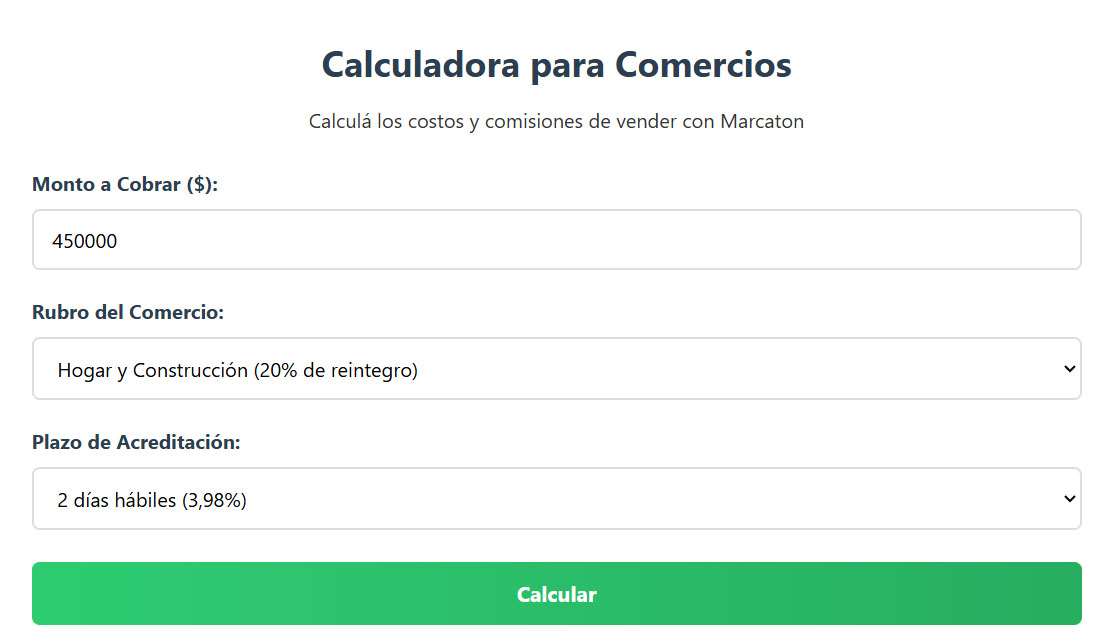 Calculadora para Comercios Catamarca