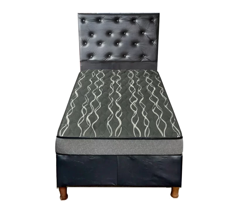 Sommier 1 Plaza Colchón Bardo 20cm y respaldar negro