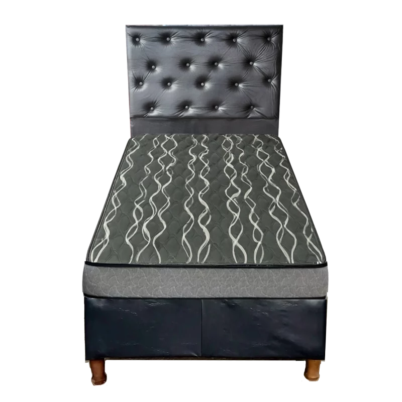 Sommier 1 Plaza Colchón Bardo 20cm y respaldar negro