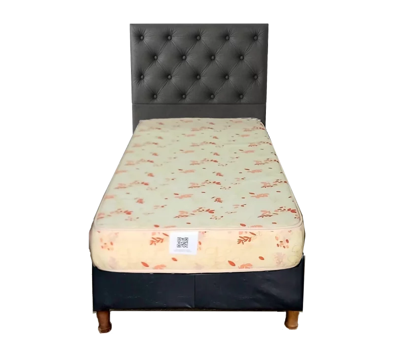 Sommier barato 080 x 190 x 17 con Colchón de Espuma y respaldar gris