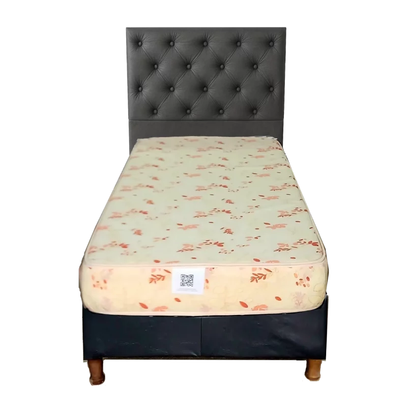 Sommier barato 080 x 190 x 17 con Colchón de Espuma y respaldar gris