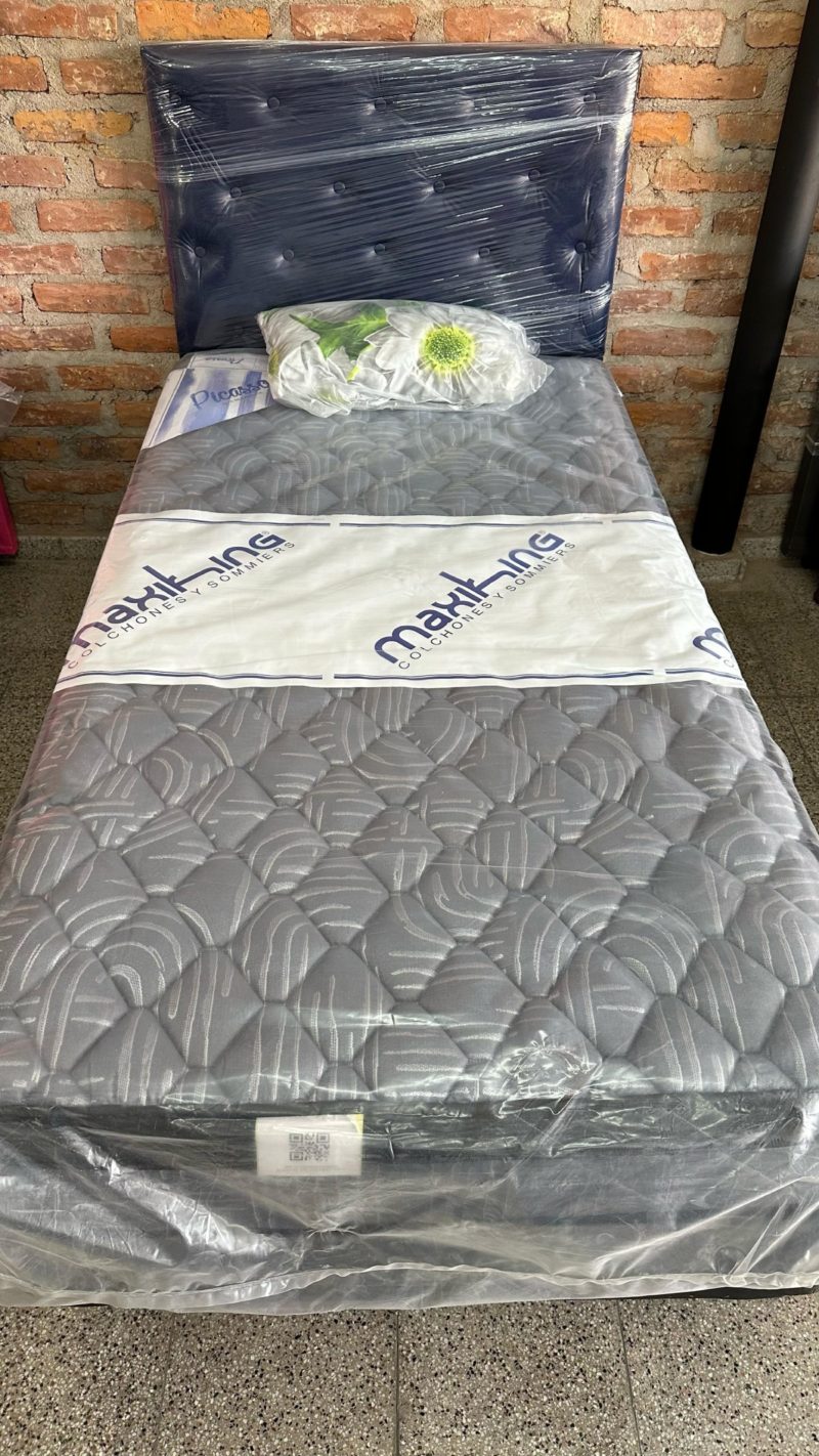 Sommier 1 Plaza y media (100 x 190) Maxiking + Respaldo