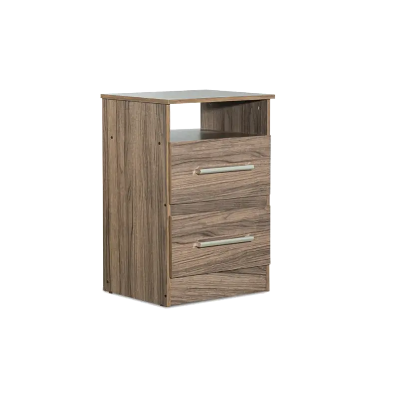 Mesa de luz melamina 2 cajones alta