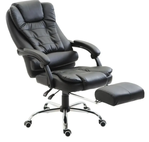 Silla de Escritorio Player One 1507 Ergonómica Negra con Tapizado de Cuero Sintético