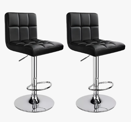 Banqueta Rucamet Taburete Regulable Cuero Acolchonado Pack X2 Unidades Color Negro